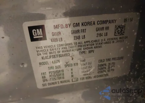 2015 Buick Encore Convenience из США, поврежденный, VIN KL4CJFSB7FB044953